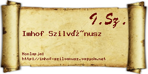 Imhof Szilvánusz névjegykártya